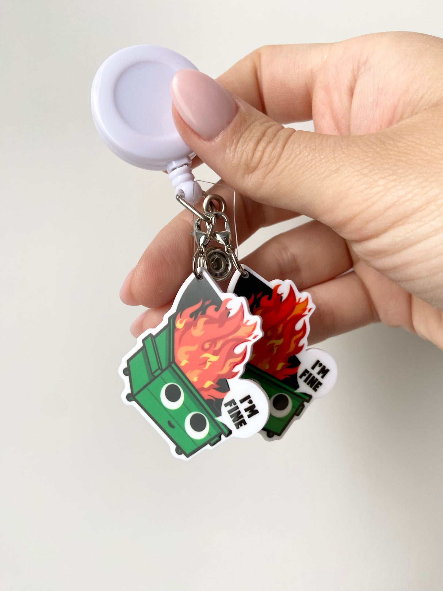Dumpster Fire Badge Charm