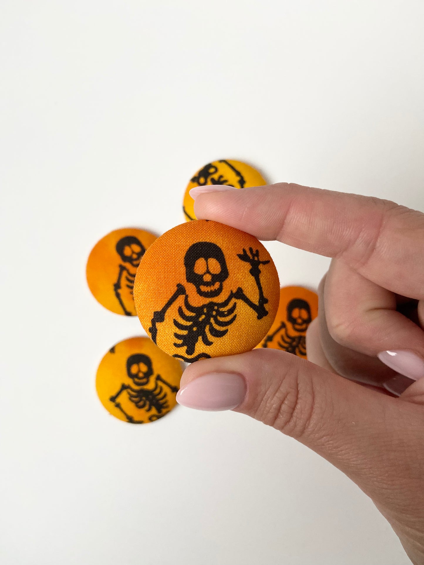 Orange Skeleton Fabric Badge Topper