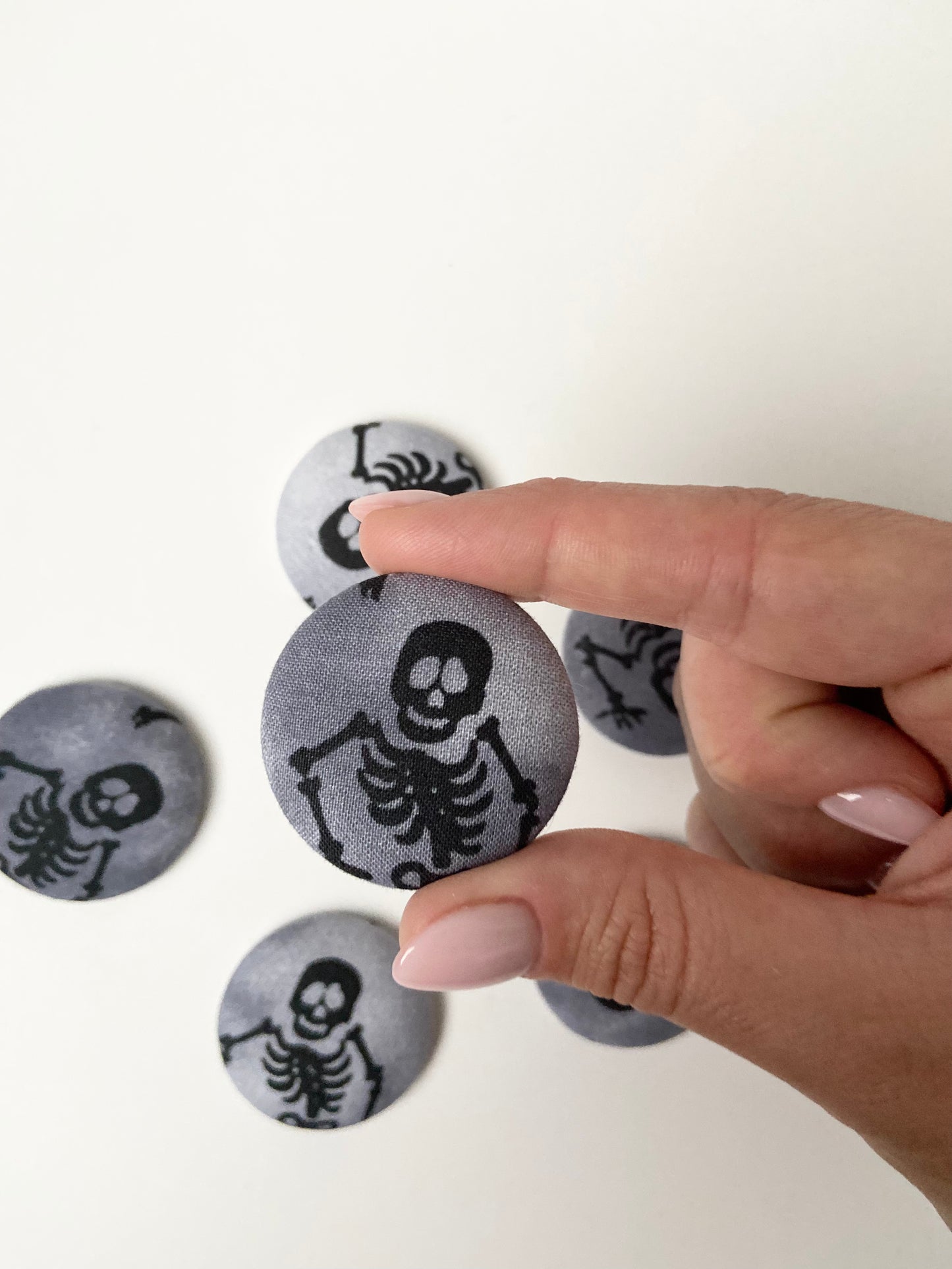 Grey Skeleton Fabric Badge Topper
