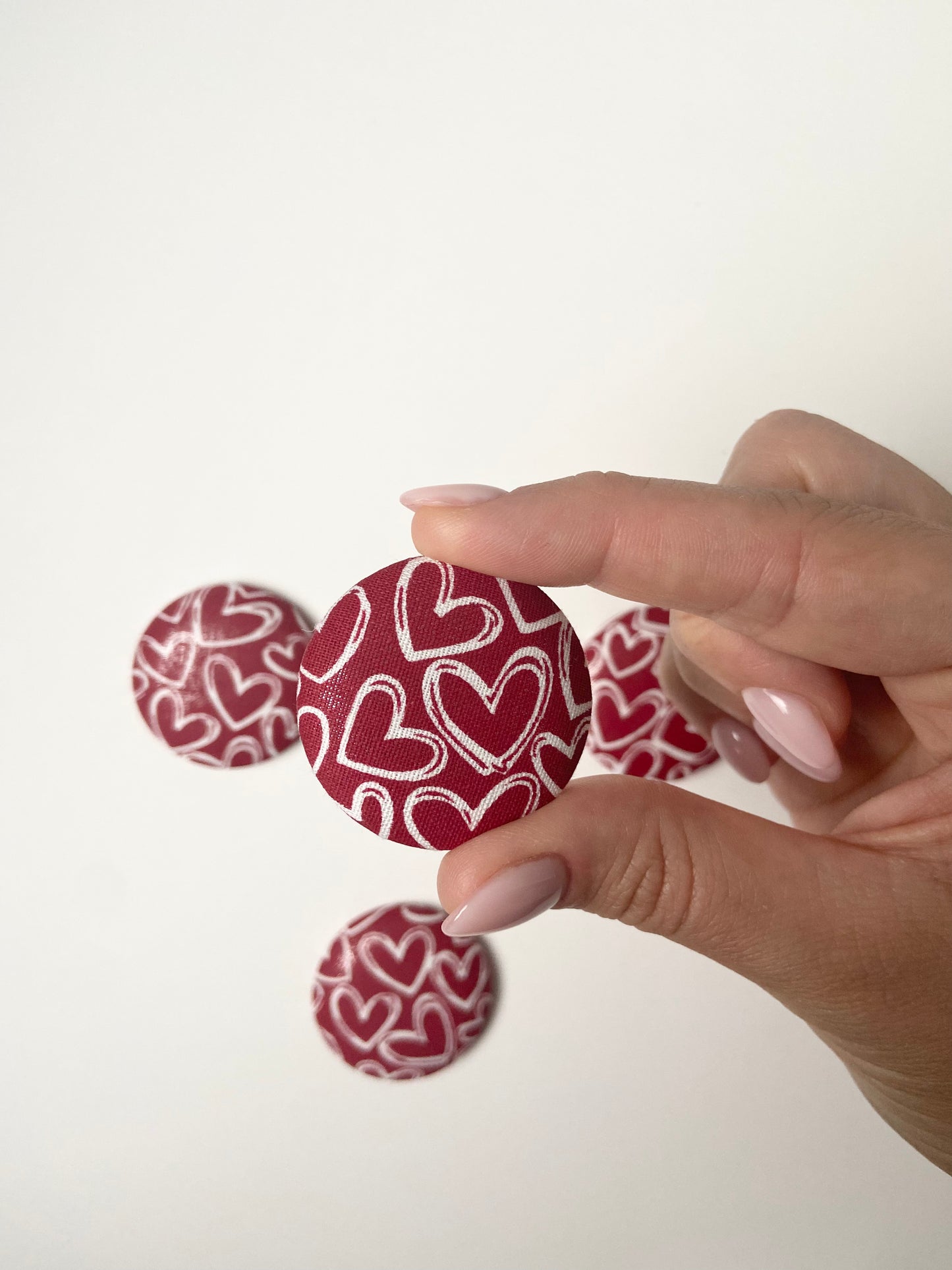 Red Hearts Fabric Badge Topper