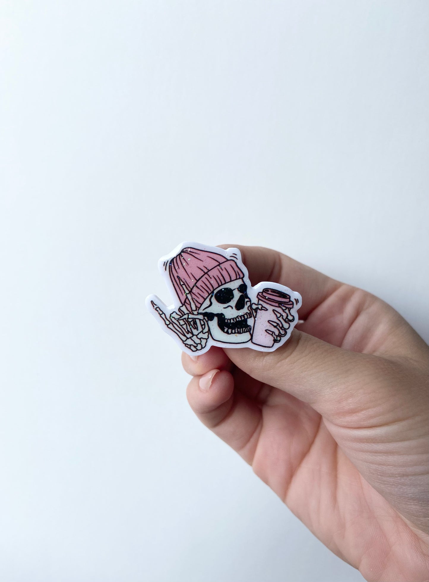 Skeleton Coffee Plastic Badge Topper