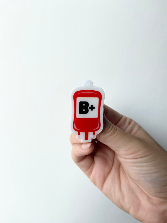 B+ Blood Bag Plastic Badge Topper