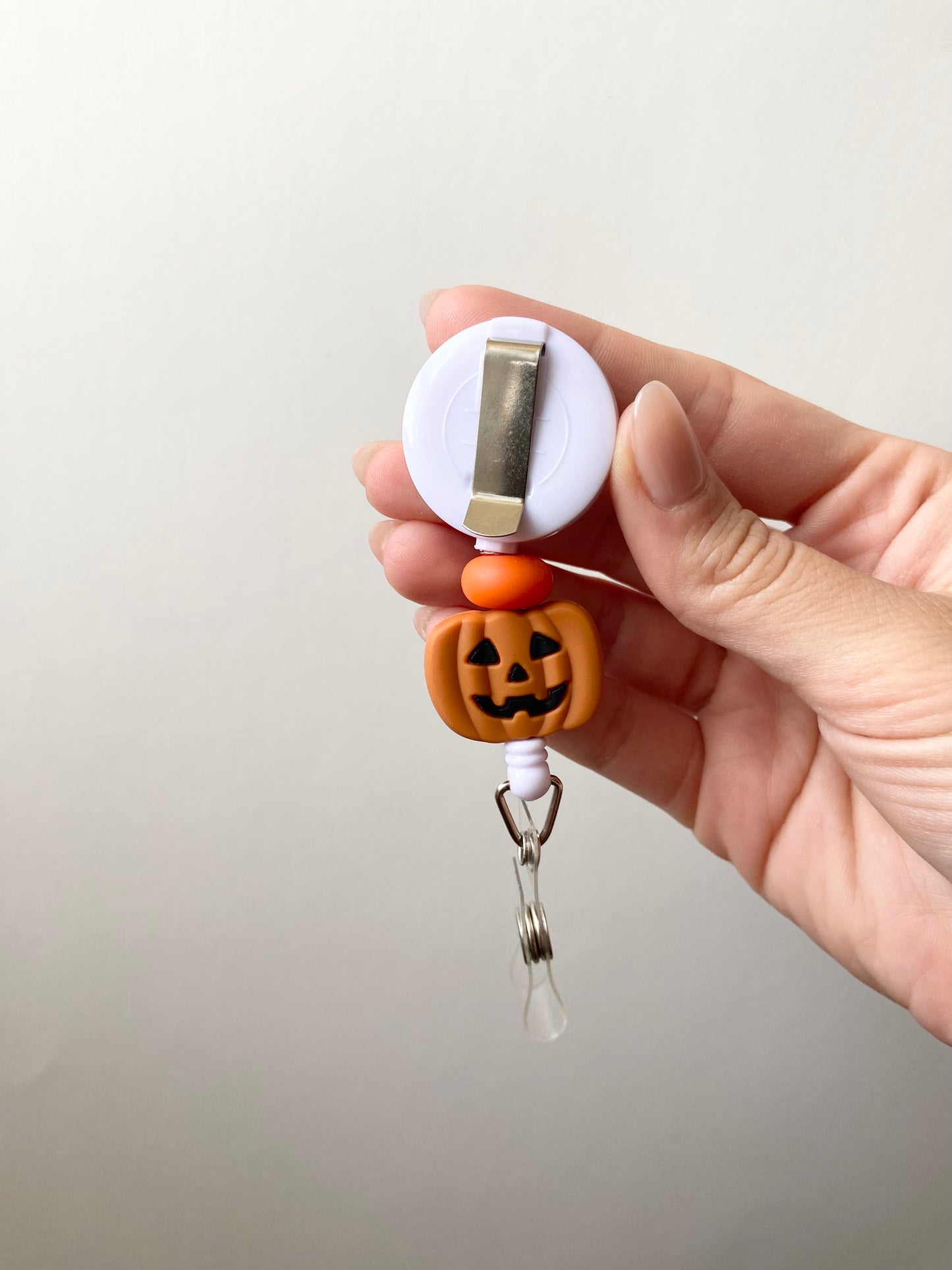 Pumpkin Beaded Badge Reel