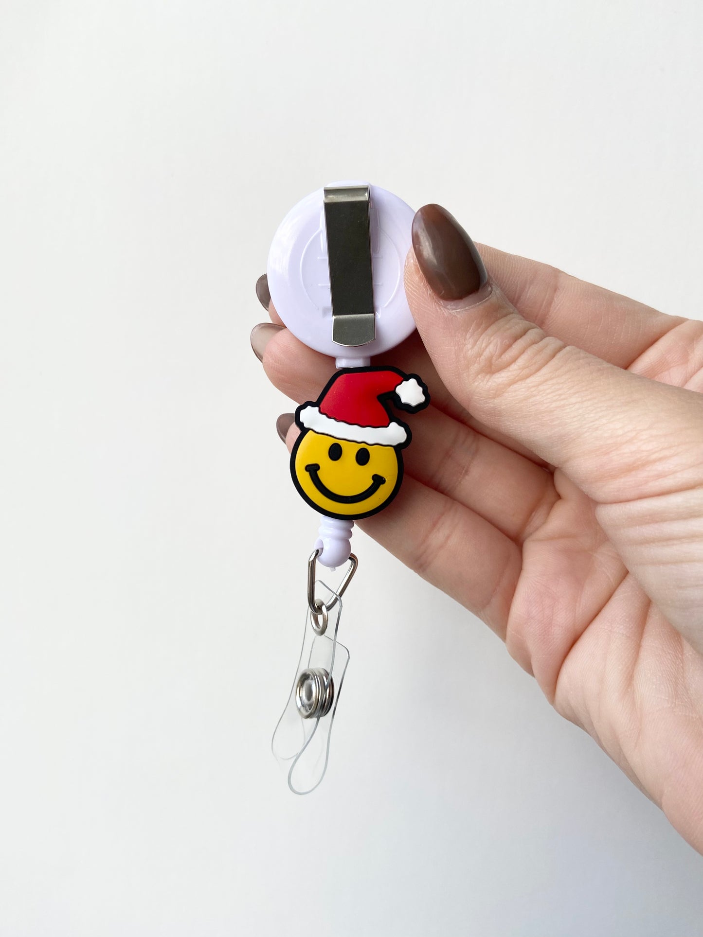 Smiley Santa Beaded Badge Reel