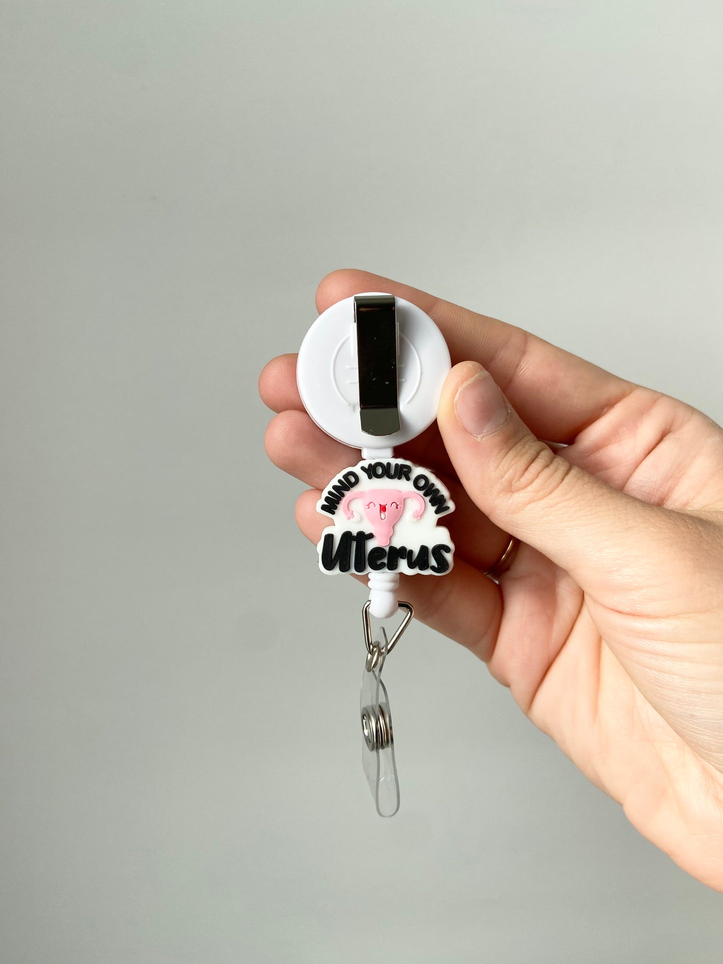 Mind Your Own Uterus Beaded Badge Reel