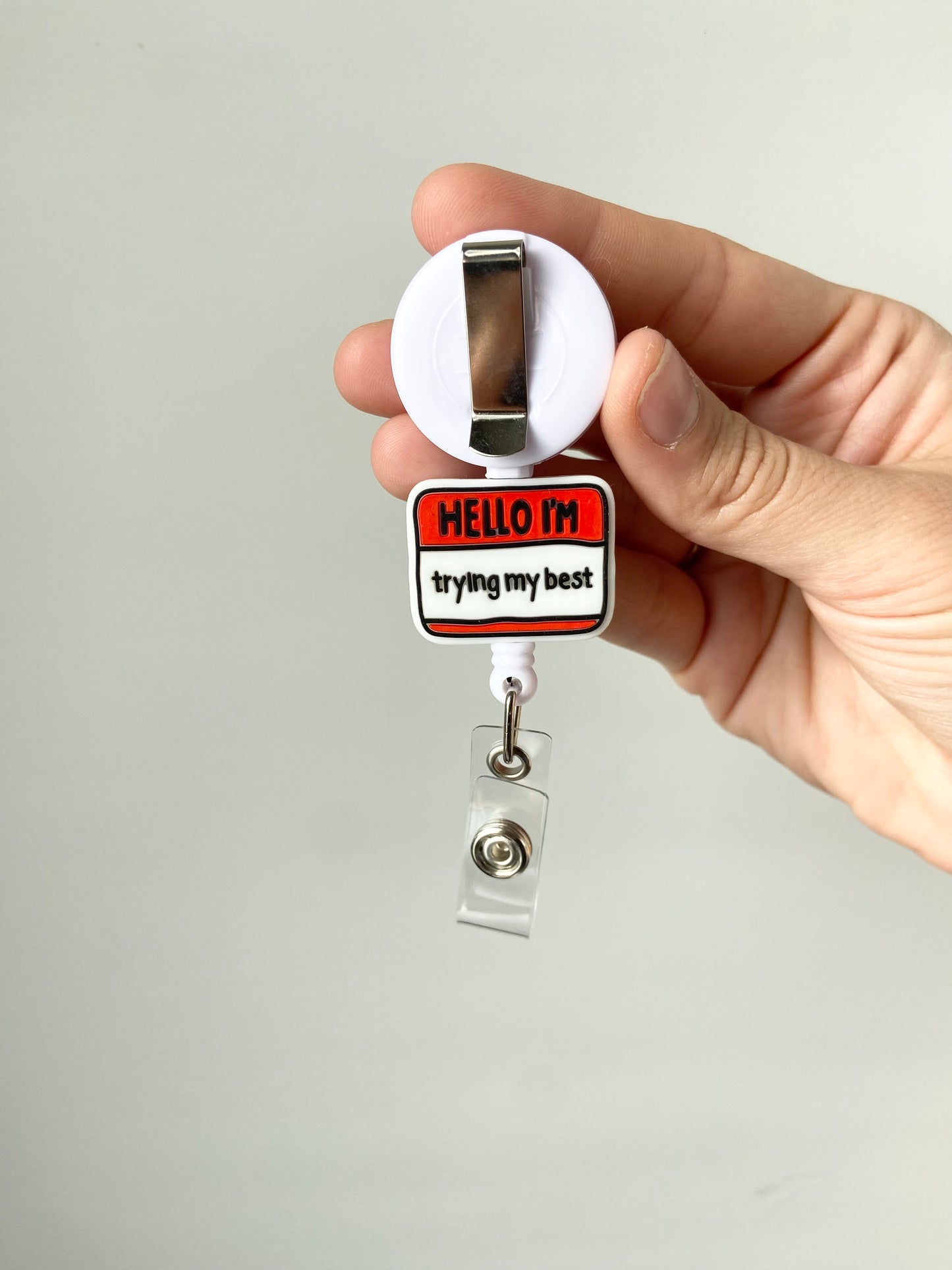 Trying My Best Beaded Badge Reel