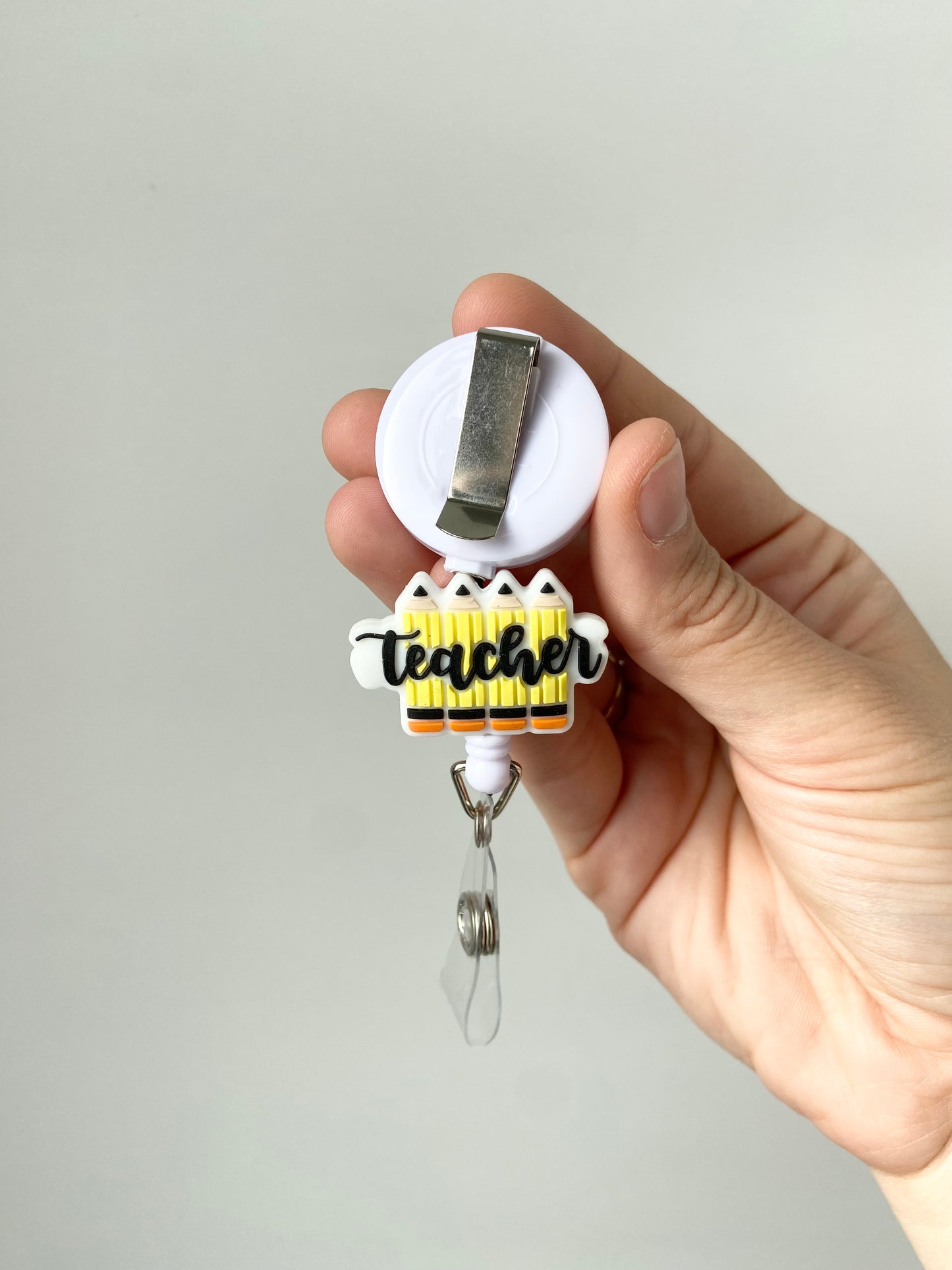 Teacher Pencils Beaded Badge Reel