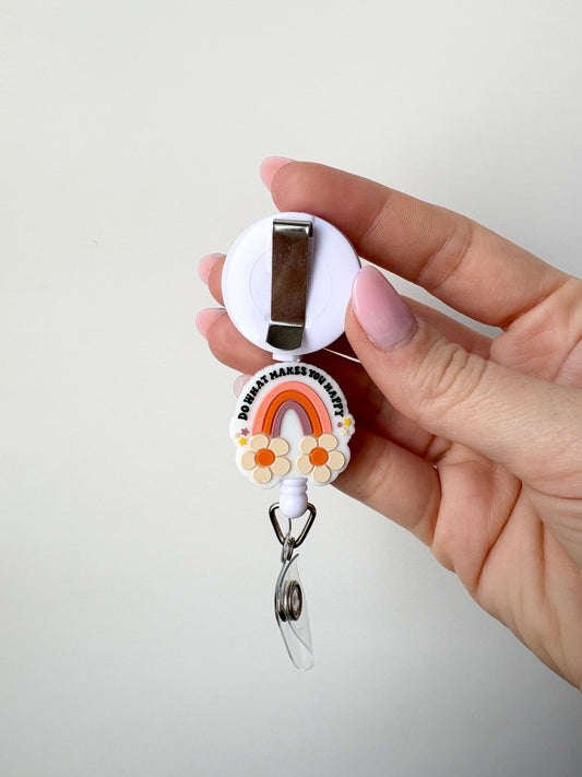 Do What Makes You Happy Beaded Badge Reel