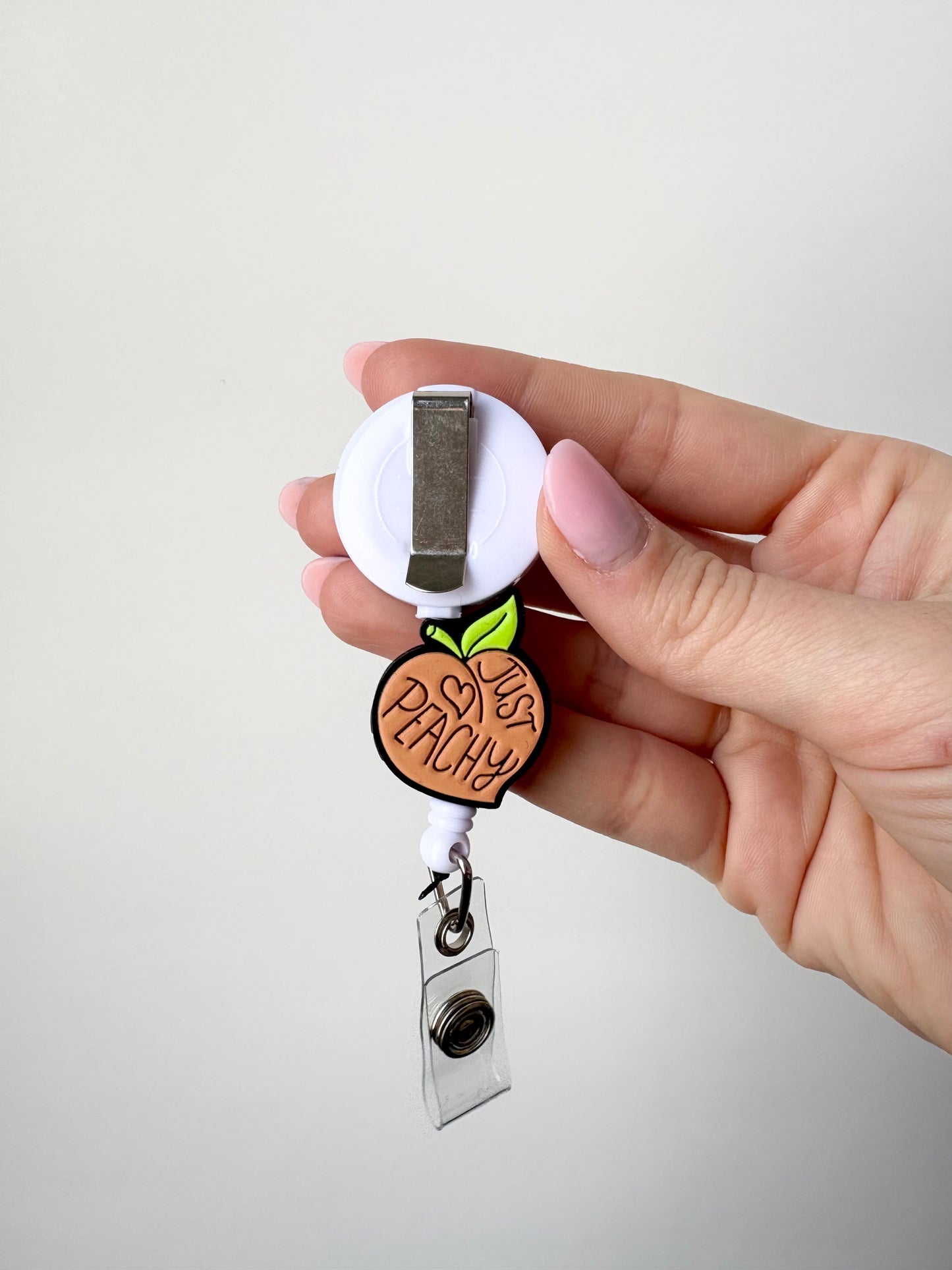 Just Peachy Beaded Badge Reel