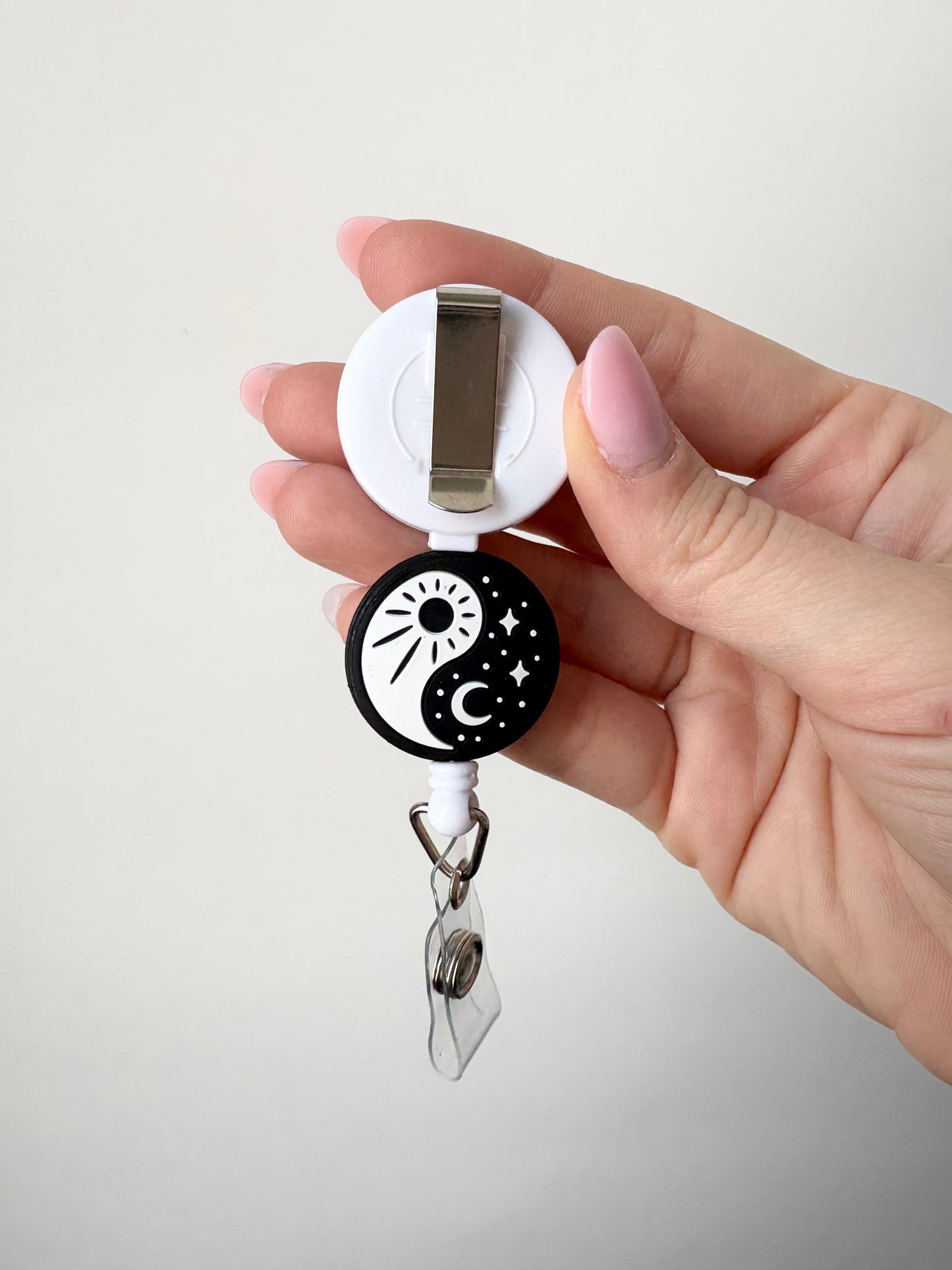 Yin/Yang Beaded Badge Reel