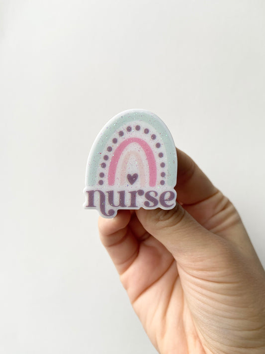 Nurse [Boho Rainbow] Plastic Badge Topper