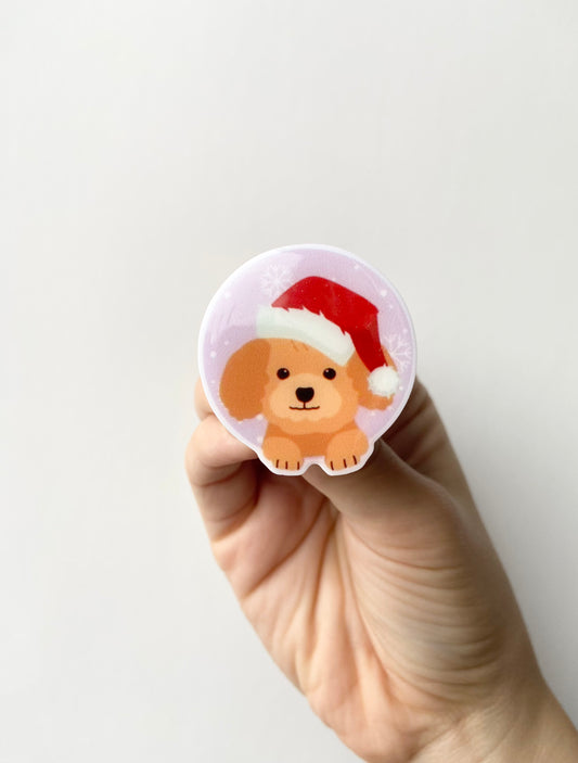 Puppy Santa Plastic Badge Topper