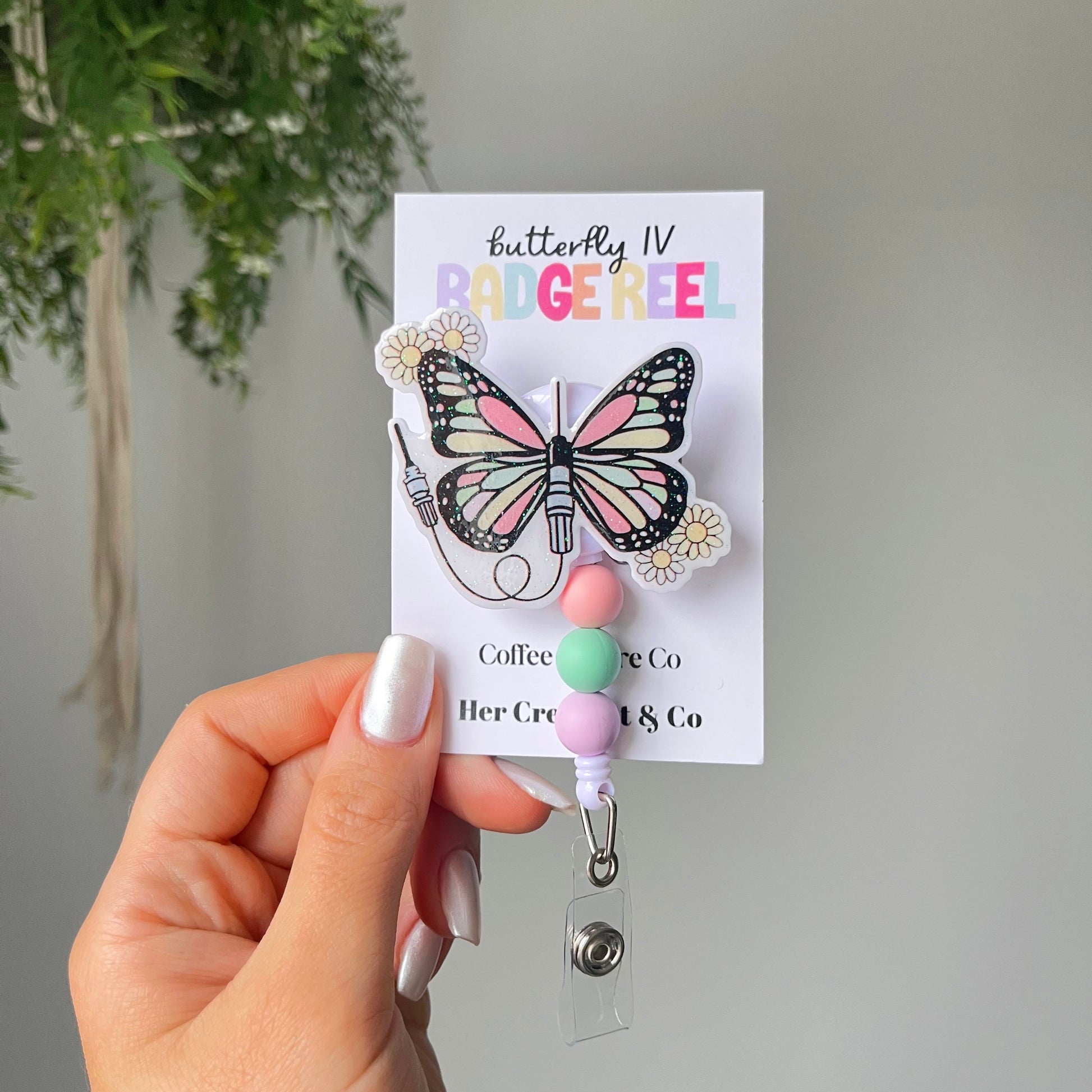 Butterfly IV Beaded Badge Reel – Coffee & Care Co.