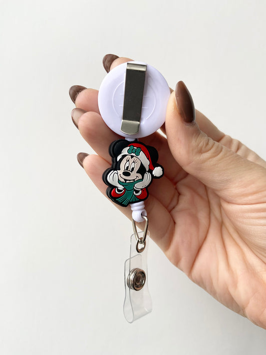 Holiday Mouse Beaded Badge Reel