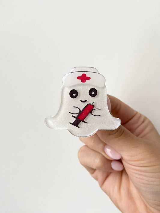 Ghost Nurse Badge Topper
