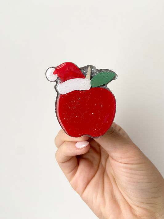 Santa Apple Acrylic Badge Topper