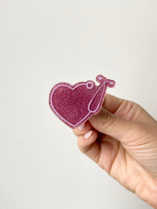 Stethoscope Heart Acrylic Badge Topper