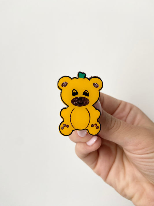 Pumpkin Bear Acrylic Badge Topper