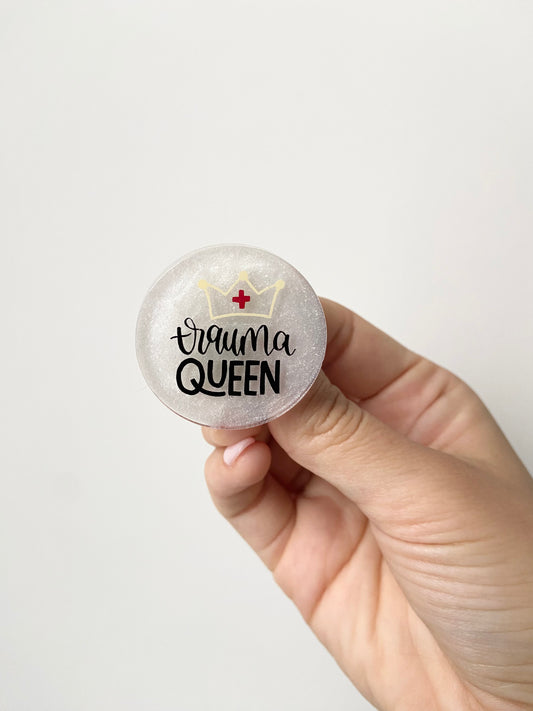 Trauma Queen Acrylic Badge Topper