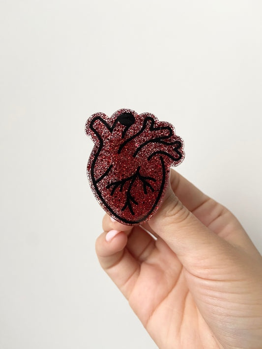 Anatomical Heart Acrylic Badge Topper