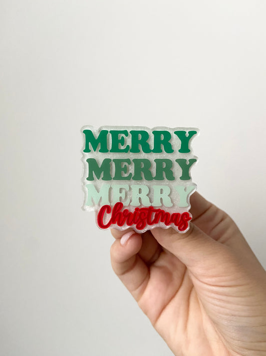 Merry Christmas Acrylic Badge Topper