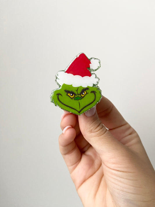 Santa Grinch Badge Topper