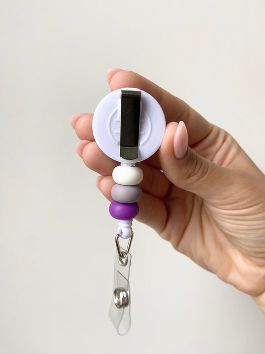 Ombre Purple Beaded Badge Reel