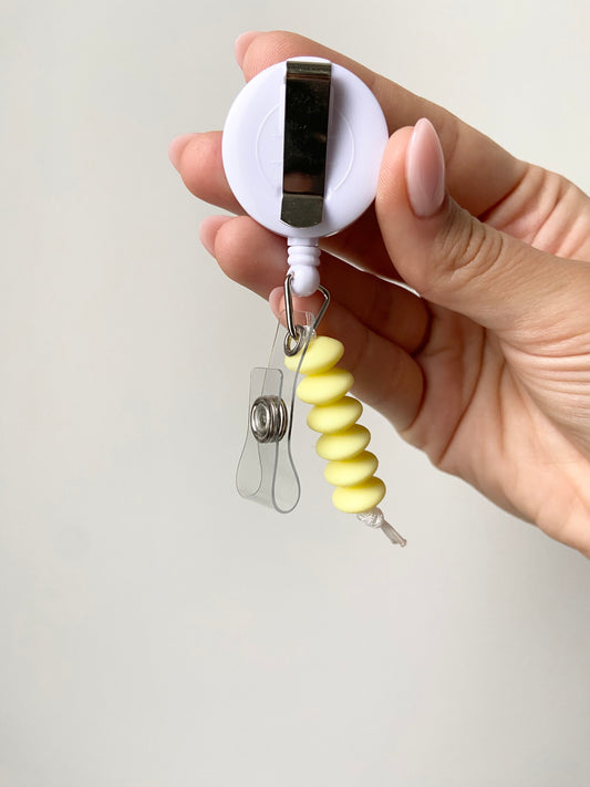 Mellow Yellow Keychain Beaded Badge Reel