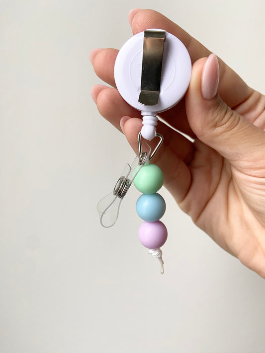 Mini Egg Keychain Beaded Badge Reel