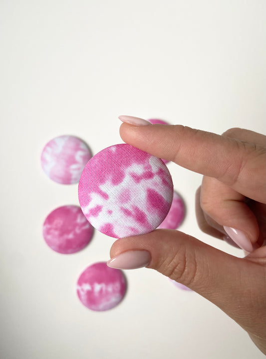 Pink Tie-Dye Fabric Badge Topper