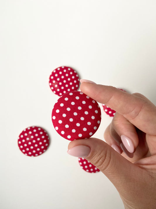 Red Polka Dots Fabric Badge Topper