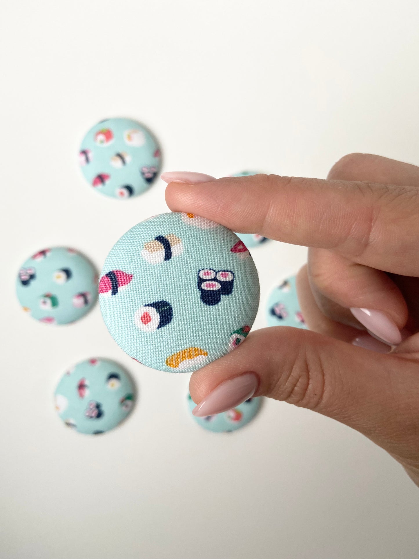 Blue Sushi Fabric Badge Topper