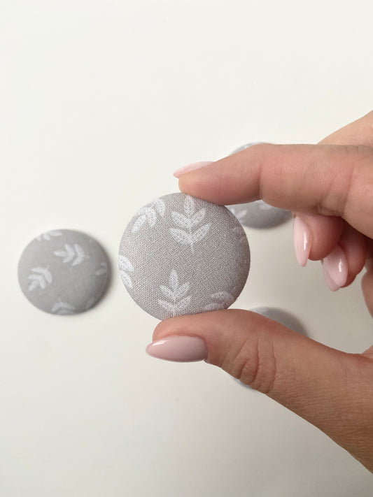 Grey Leaves Fabric Badge Topper