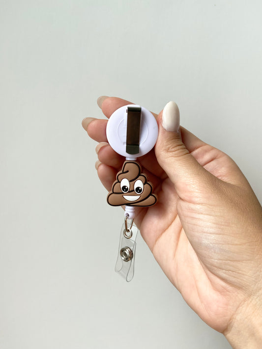 Poop Emoji Beaded Badge Reel