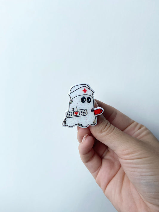 Nurse Ghost Plastic Badge Topper