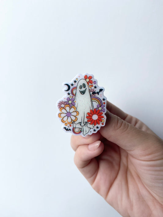 Groovy Ghost Plastic Badge Topper