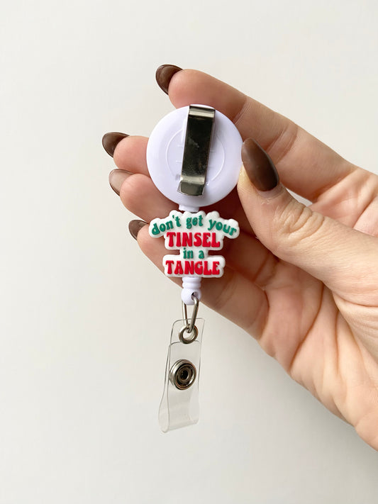 Don't Get Your Tinsel In A Tangle Beaded Badge Reel