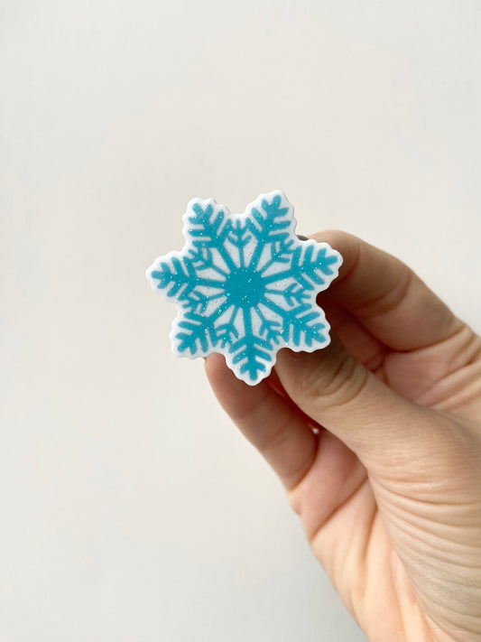 Sparkly Snowflake Plastic Badge Topper
