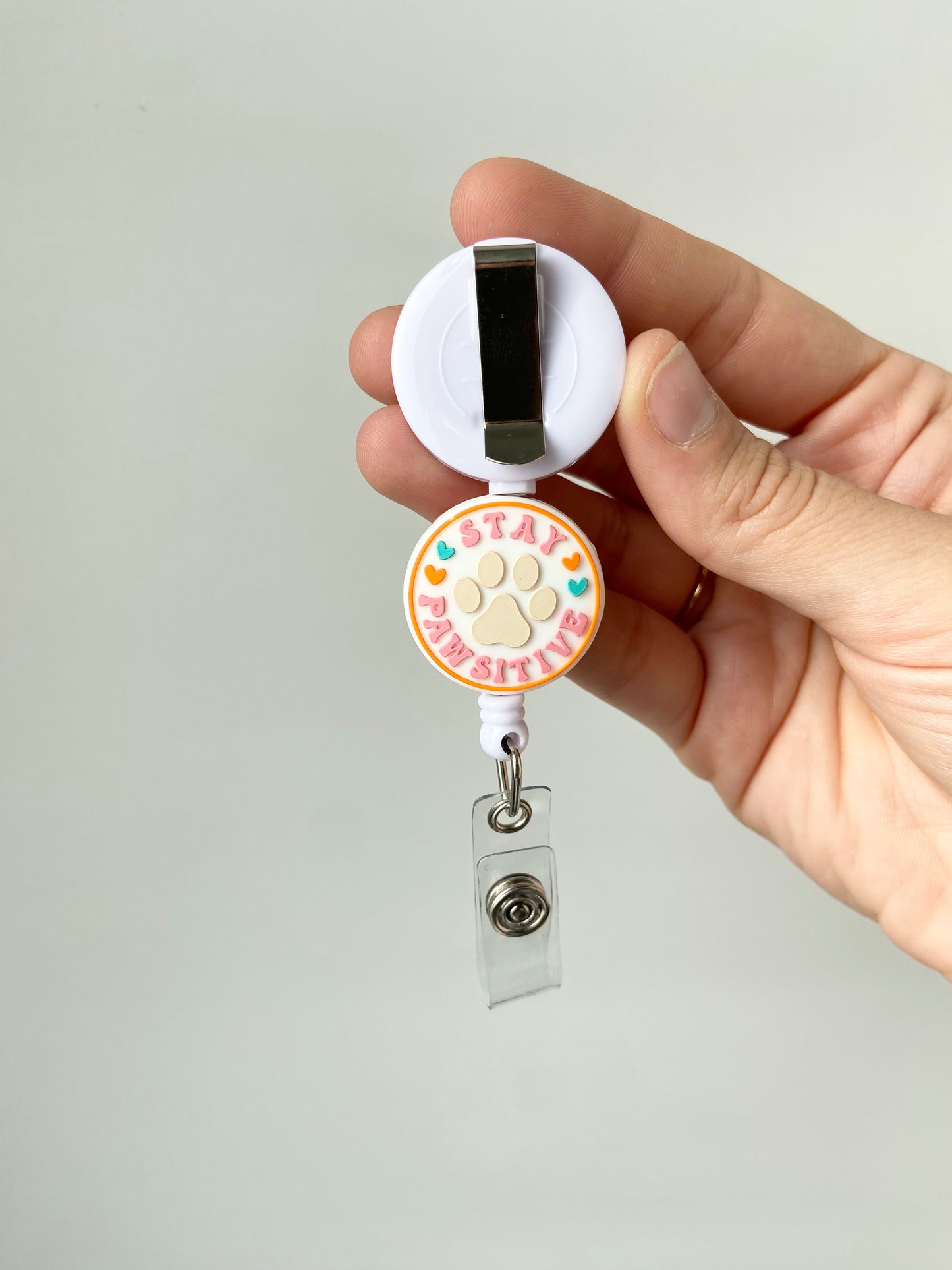 Stay Pawsitive Beaded Badge Reel