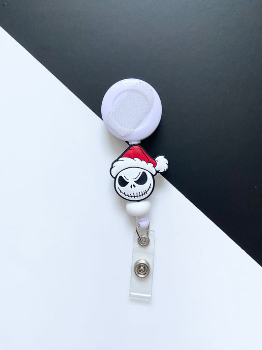 Santa Skellington Beaded Badge Reel